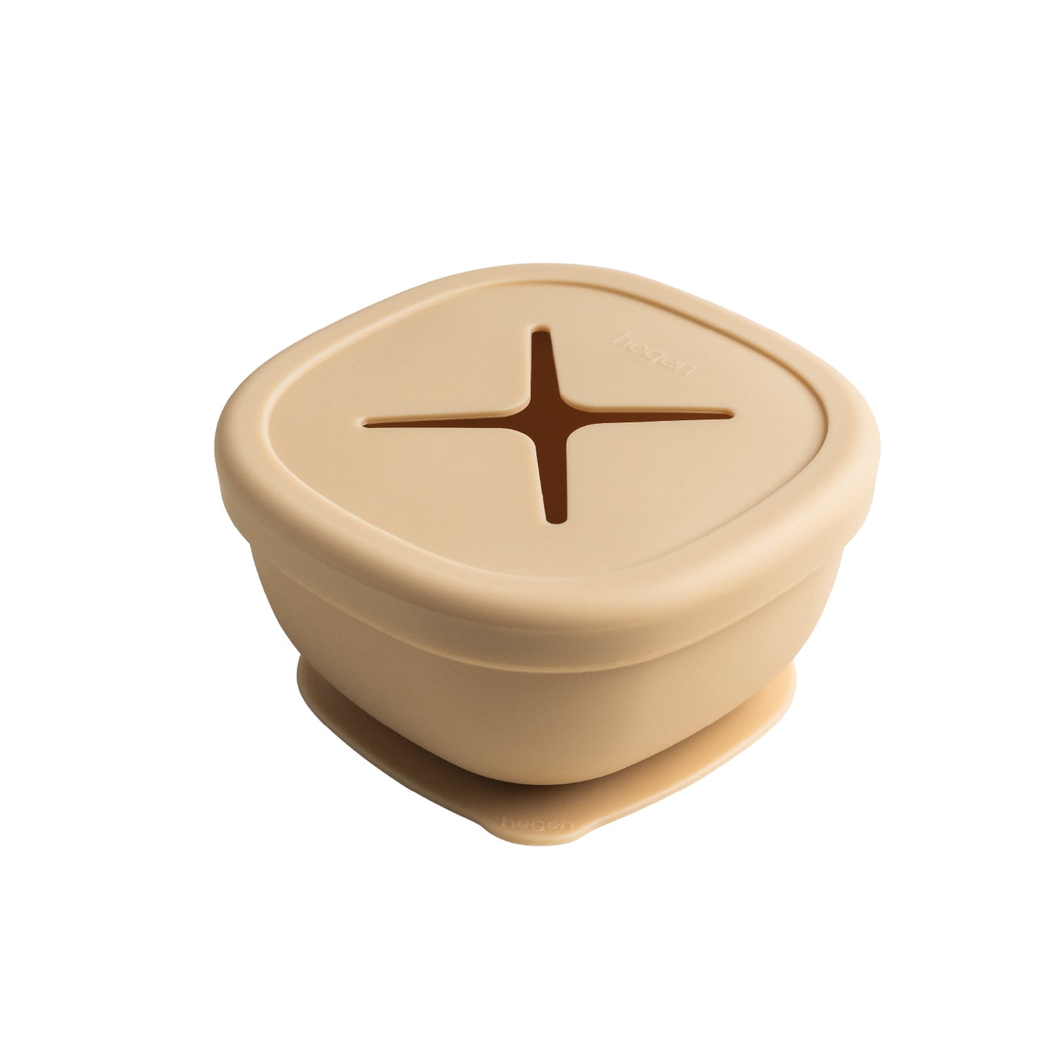 Hegen Suction Bowl with Snack Lid Silicone Taupe