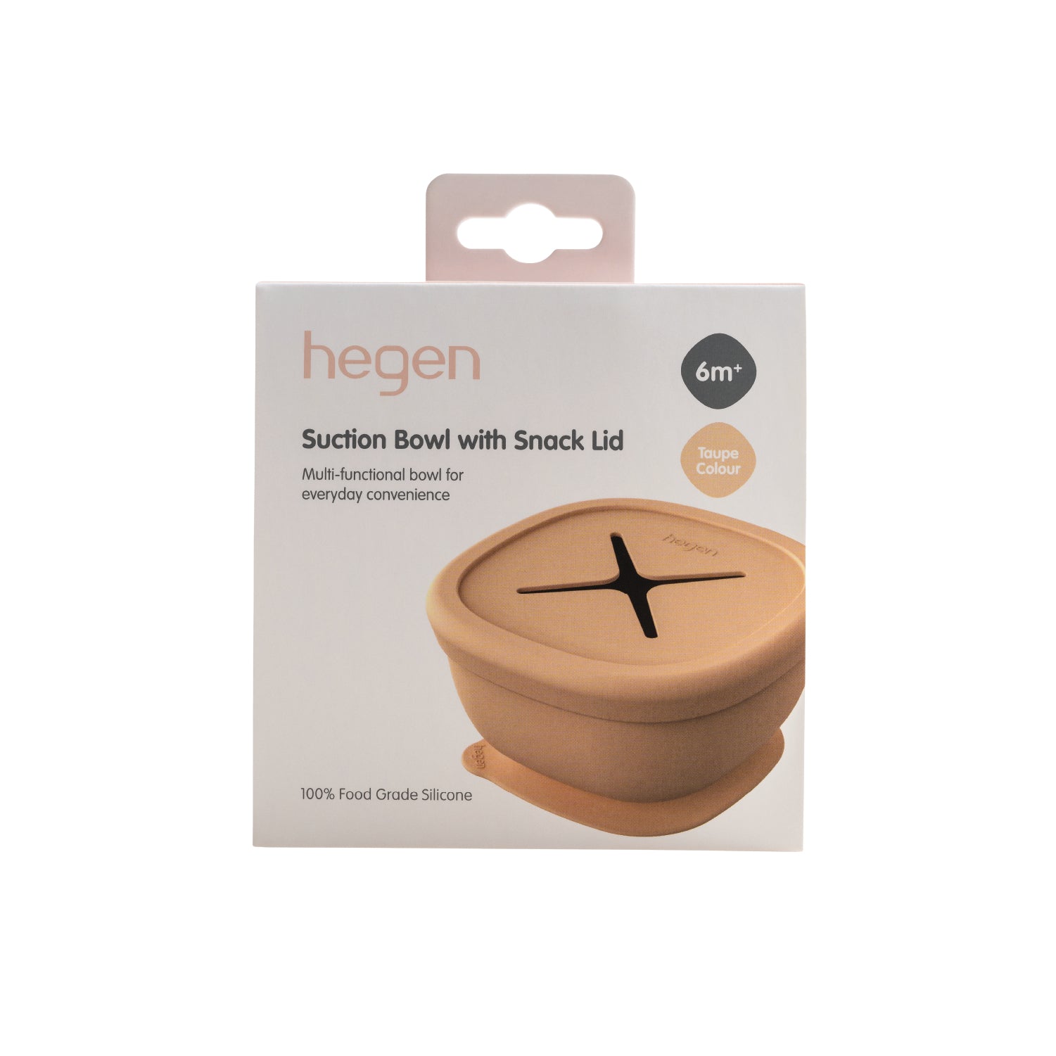 Hegen Suction Bowl with Snack Lid Silicone Taupe