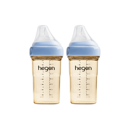 Hegen PCTO™ 240ml/8oz Feeding Bottle PPSU, 2-Pack BLUE with 2x Medium Flow Teats (3 to 6 months) - Hegen