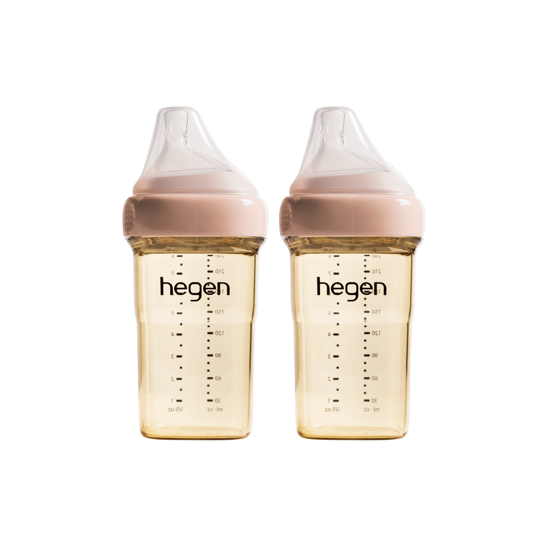 Hegen PCTO™ 240ml/8oz Feeding Bottle PPSU, 2-Pack PINK with 2x Medium Flow Teats (3 to 6 months) - Hegen