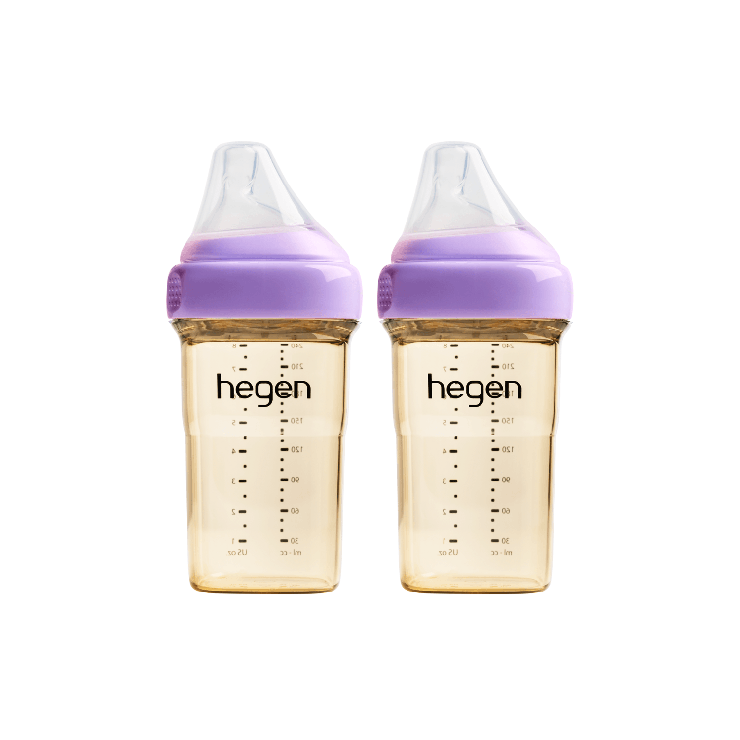 Hegen PCTO™ 240ml/8oz Feeding Bottle PPSU, 2-Pack PURPLE with 2x Medium Flow Teats (3 to 6 months) - Hegen