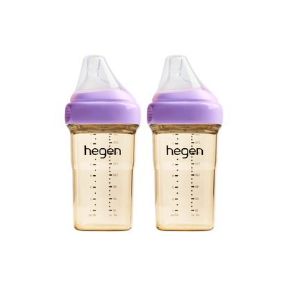Hegen PCTO™ 240ml/8oz Feeding Bottle PPSU, 2-Pack PURPLE with 2x Medium Flow Teats (3 to 6 months) - Hegen