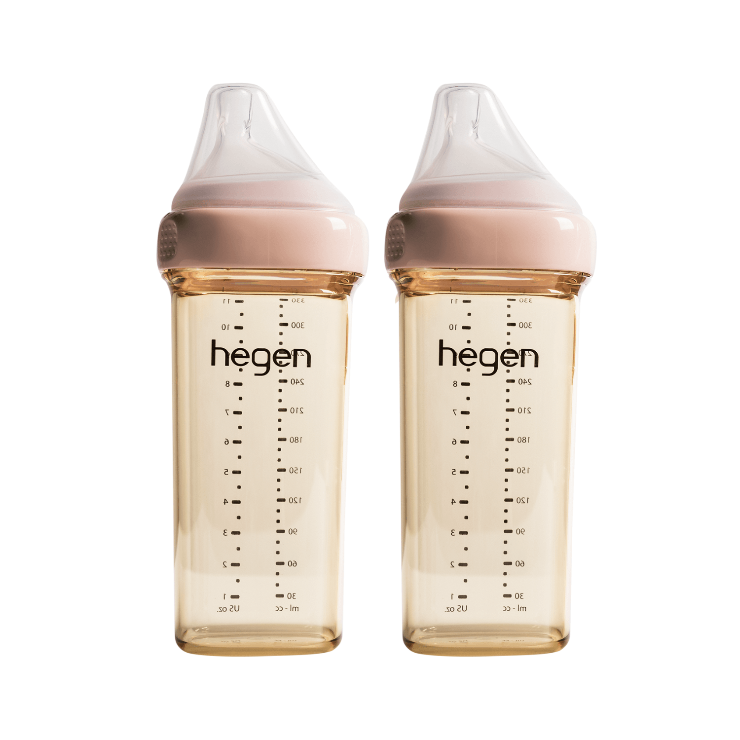 Hegen PCTO™ 330ml/11oz Feeding Bottle PPSU, 2-Pack PINK with 2x Fast Flow Teats (6 months and beyond) - Hegen