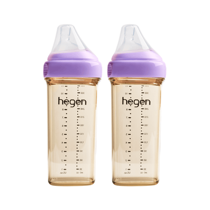 Hegen PCTO™ 330ml/11oz Feeding Bottle PPSU, 2-Pack PURPLE with 2x Fast Flow Teats (6 months and beyond) - Hegen